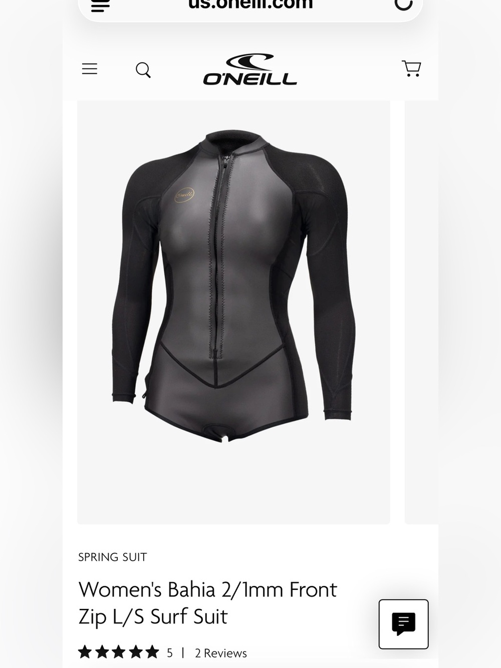 O'Neill Women's Black Long-Sleeve Front-Zip Spring Suit